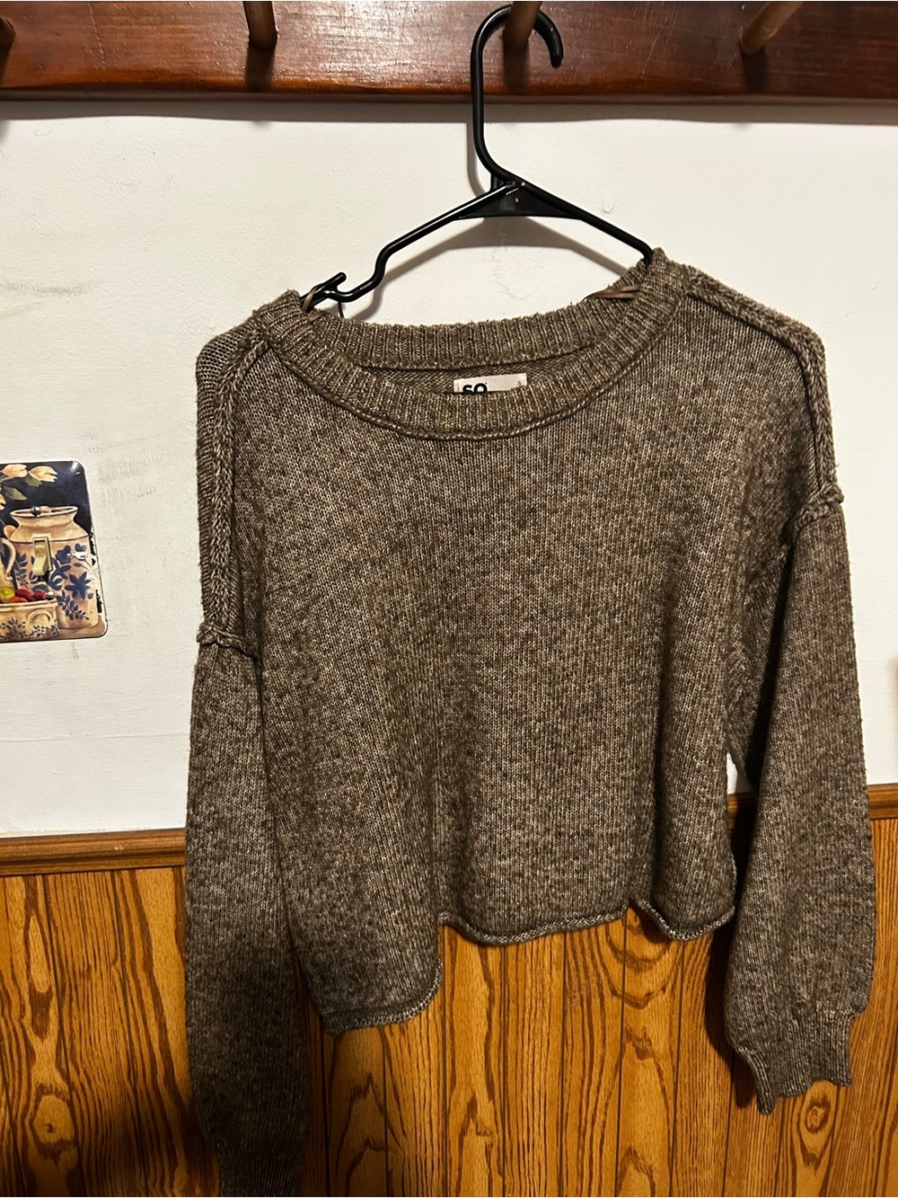 SO Cropped Crewneck Sweater in Heather Gray